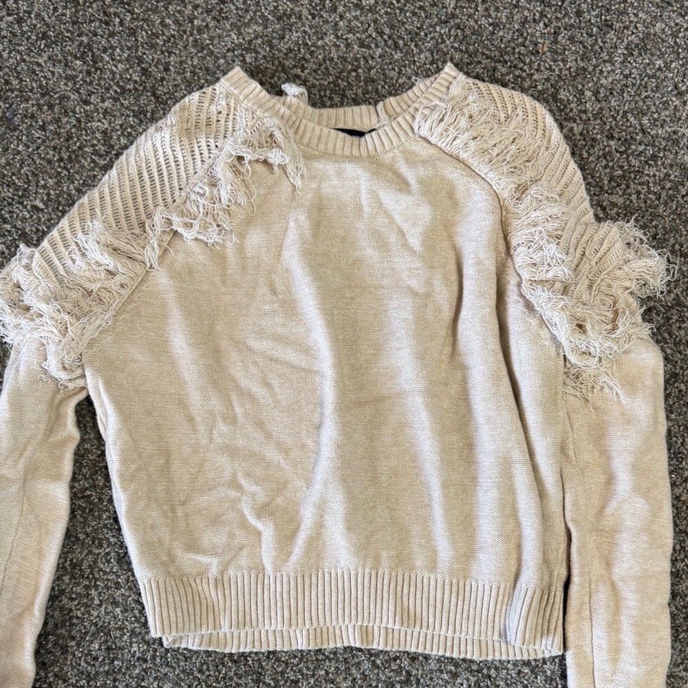 Sugarlips Beige Fringe Sweater